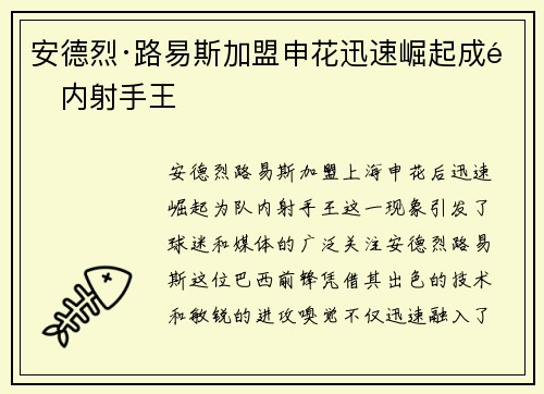 安德烈·路易斯加盟申花迅速崛起成队内射手王